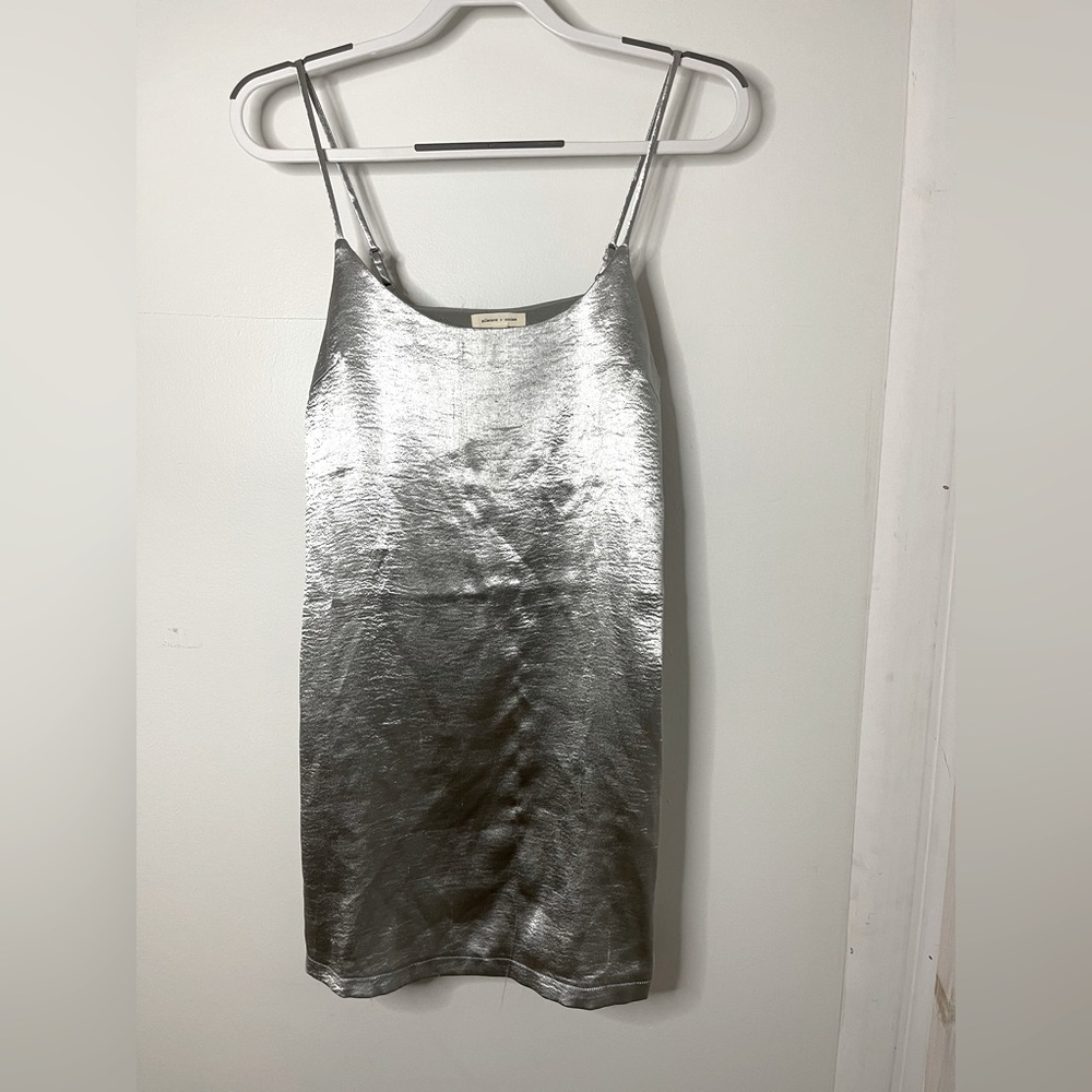 Silence + Noise Silver Spaghetti Strap Shirt